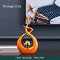 Modern orange and gold ceramic abstract sculpture, small size 17x6x27cm for home decor - 17x6x27cm / Orange Gold (Short)