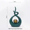 Abstract green sculpture with gold sphere ornament, Morning Song small size, 27cm height - 27x16cm / Blue Gold (Short)