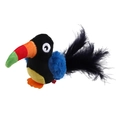 Giocattolo colorato a forma di tucano per gatti con ali in peluche e piume nere - Melody Chaser Uccello dal Becco Lungo