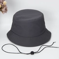 Dark gray quick-dry bucket hat with adjustable black drawstring and breathable side vents - S 56CM / Dark Gray