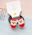 Details von Weihnachts-Haargummis mit Weihnachtsmann-Figuren auf weißer Displaykarte - Weihnachtsmann-Stil (1# Haargummi Paar)