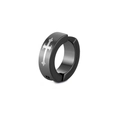 Matte black titanium steel ear clip featuring a vintage silver cross in punk style - Single Cross / Black
