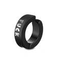 Minimalist black stainless steel ear cuff with engraved lettering for men and women - Single Lettering / Black