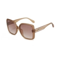 Chic square tea-brown translucent sunglasses with silver star detail on the temples - Tea Frame Gradient Tea Lens