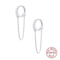 S925 sterling zilveren oorringen met zirkonia pavé en hangende ketting kwastjes - Witgoud