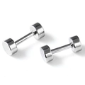 Pair of minimalist barbell stud earrings in 316L medical stainless steel with mirror finish - Silver Barbell Stud