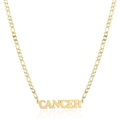 Detailed view of golden 18K gold-plated Cancer zodiac pendant on a Figaro chain - Gold Cancer