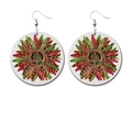 Detailed view of bohemian peace sign and sunflower teardrop earrings with leopard patterns - 5-Peace Sunflower Leopard