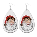 Teardrop PU leather earrings featuring Santa Claus and leopard print patterns - 10-Santa Leopard Hat Teardrop