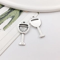 Silver wine glass alloy pendant for DIY jewelry bracelets and necklaces in metal finish - Antique Silver Wine Cup 10552