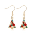 Christmas tree drop earrings with colorful rhinestones and gold-plated alloy hooks - Pearl Rhinestone Tree