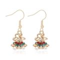 Christmas bell earrings with red and green rhinestones and a white pearl drop - Christmas Bell