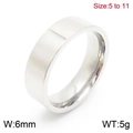 6mm minimalist silver-toned stainless steel band ring in polished finish, sizes 5-11 - US 5 / Glossy / Steel