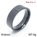 Anello minimalista da 6mm in acciaio al titanio lucido nero disponibile in misure 5-11 - US 5 / Nero Lucido 6mm