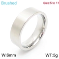 Anillo elegante de acero inoxidable cepillado plateado, banda mínima de 6mm talla 5-11 - US 5 / Acero Cepillado (KR104645-WGDG)