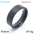 Anillo de acero de titanio negro cepillado de 6mm, acabado mate, tallas de la 5 a la 11 - US 5 / Negro Cepillado (KR104647-WGDG)
