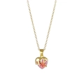 Collana con cuore rosa e dettagli dorati effetto goccia in acciaio inossidabile - Rosa