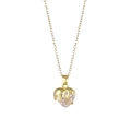 Collana in acciaio inossidabile dorato con ciondolo in cristallo di zircone a cuore - Bianco