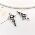 Silver caduceus snake staff pendant charms for medical jewelry DIY making - Caduceus