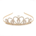 Close-up of gold heart crown with sparkling crystals and teardrop rhinestones - Gold with White Zircon