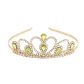 Elegant gold plated princess crown headband with green rhinestones for young girls - Gold with White and Champagne Rhinestones