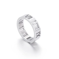 Titanium steel hollow Roman numeral ring for women with silver metallic finish - US 7 / Silver Hollow Roman Numeral Style (KR92462-K)