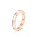 Anillo minimalista de acero inoxidable oro rosa con incrustación de nácar blanco - US 6 / Oro rosa