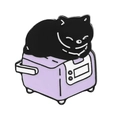 Cartoon black cat on purple toaster enamel pin, cute decorative metal badge for bags - Black Cat on Purple Toaster
