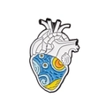 Starry Night anatomical heart enamel pin badge with blue and white color finish - Starry Night Heart