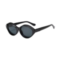 Retro cat-eye sunglasses with thick black oversized frames and dark grey lenses - Black Frame Grey Lens