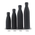 Matte black stainless steel vacuum insulated water bottles in four sizes - 500ml / Full Spray Matte Black