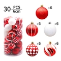 30er-Set 6cm Weihnachts-Kugeln in Rot und Weiß mit Glitzer und Streifenmustern - 6cm 30 Stück/Röhre / Rot-Weiß-Stil