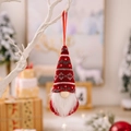 Gnomo natalizio in maglia rossa con motivo a fiocco di neve e folta barba bianca - Stile A-Cappello in maglia rosso con fiocchi di neve