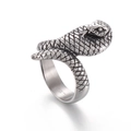 Retro Punk Kobra Schlangenring für Herren aus hochwertigem 316L Edelstahl - US 9 / Vintage Silber Schlangenstil (KR103523-KJX)