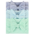 3pcs elastic nylon headbands for babies with cute bow in purple, blue, and mint green - Light Purple+Blue+Mint Green