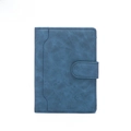 Blue RFID blocking PU leather passport wallet with secure snap buckle for travel - Blue