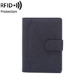 Porte-passeport bleu marine en cuir PU avec protection RFID et boucle à pression - Noir