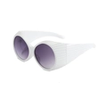 Fashionable oversized round sunglasses with white frames and purple gradient lenses - Solid White Frame / Gradient Grey Lenses