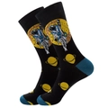 Black mid-calf crew socks featuring blue accents and cool astronaut and planet patterns - Size 38-45 / Milk Astronaut