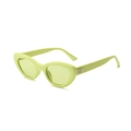 Chic avocado green cat eye sunglasses with stylish metal hinge accents for women - Fluorescent Green Frame Green Lens