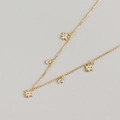 Elegante collana a Y in argento S925 dorato con ciondoli a stella e gemme lucenti - Argento 925 / Oro