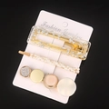 Detailed view of 3-piece hair clip set with resin, faux pearls, and colorful round motifs - Double Square Style (No. 8) / 3-Pack / Titanium White
