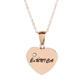Herzanhänger Halskette in Roségold mit Diamant und É ÚNICA Gravur im Detail - Roségold