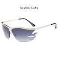 Lunettes de soleil flamme argentée avec verres dégradés gris au style punk Y2K tendance - Argent/Gris