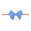 Fascia per neonati con fiocco in tessuto blu e nastro elastico in nylon beige morbido - Blu