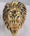 Retro hip-hop gold lion head ring for men made of durable polished titanium steel - US 7 / Antique Gold