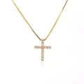 Collana con pendente a croce placcata oro 18 carati con pietre di zircone cubico - Oro (Ciondolo e Catena in Zirconia 18K)