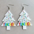 Pendientes de acrílico de árbol de Navidad con luces de colores y texto para maestros - Acrílico / Árbol de Navidad - Maestro