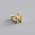 Detail of gold geometric square hoop earrings with sparkling pavé cubic zirconia - 925 Silver / Gold