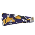 Elastic wide yoga headband with mustard yellow floral print and twist knot detail - Mustard Yellow Artistic Floral